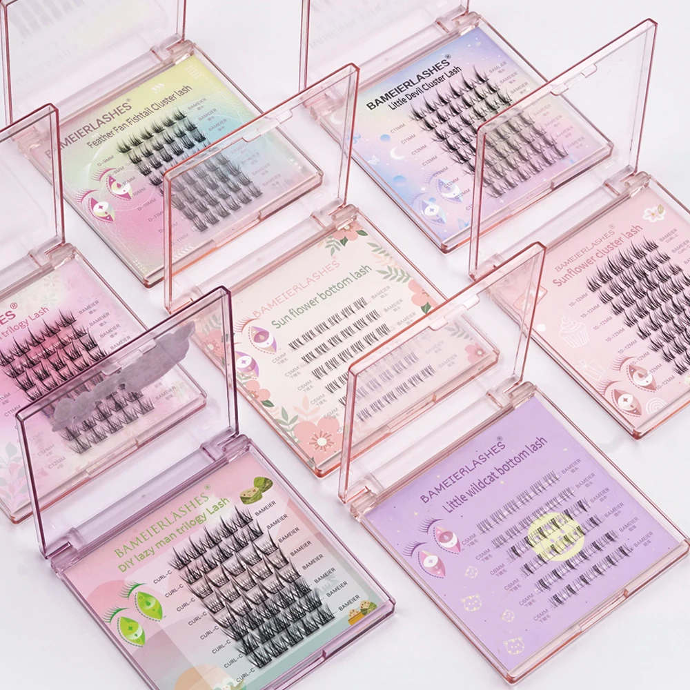 Matte Diy Lash Extension Clusters Trays Kit Loose Bottom with Bottom Lashes Cluster Lashes with Kit 6mm and 7mm