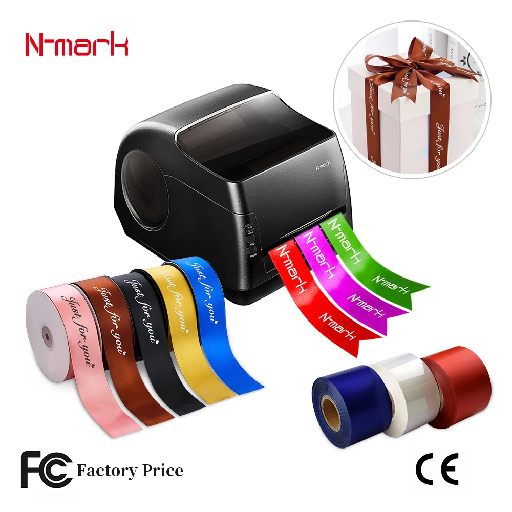 N-mark foil printer Customized ribbon digital printer machine satin ribbon printer for gift packaging ribbon