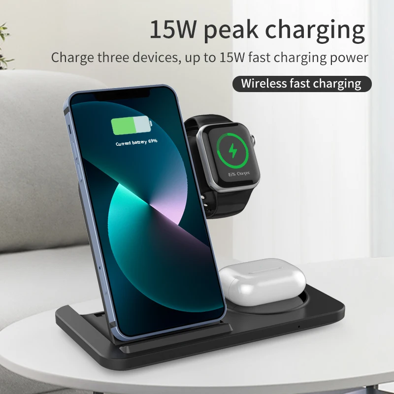 Most Selling chargers batteries & power supplies 15W Universal Wireless Charger Dock Charging Station for Hand Held Devices