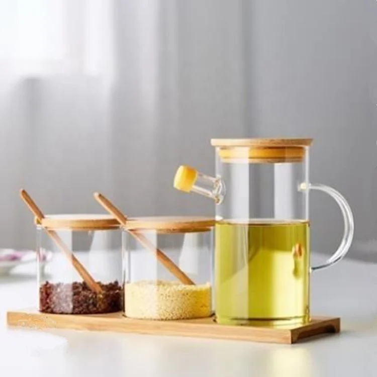 High borosilicate glass quantitative oil pot kitchen household oil tank creative soy sauce vinegar bottle seasoning bottle set