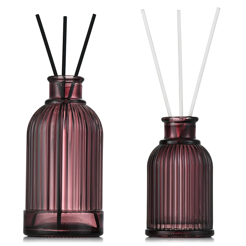 wholesale 230ml clear glass aromatherapy essence oil bottle vertical stripe aromatherapy bottle