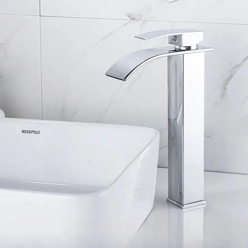 Hot and cold washbasin faucet with flat mouth waterfall European style washbasin basin with raised sink faucet