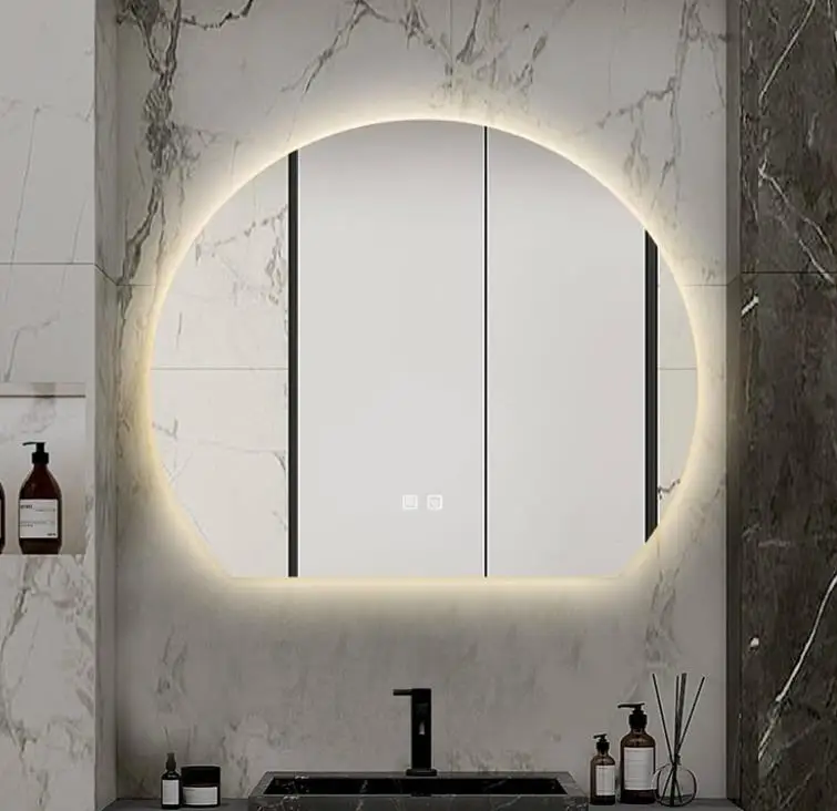 Modern Bathroom Mirrors frameless mirror half round led Mirror