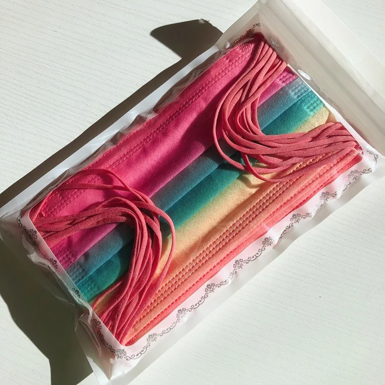 
PRIDE LGBT rainbow assorted color colorful tie dye custom logo adult designer printed disposable dust face cover for party 