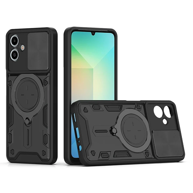 For Samsung Galaxy A06 case fundas para celular camera slide cover mobile phone case with round kickstand