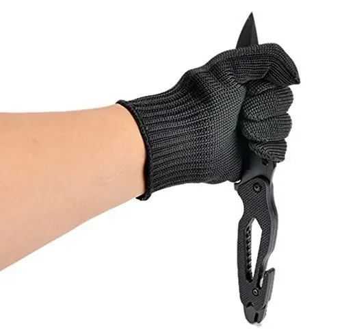 High Performance Level 5 Protection Cut Proof Stab Resistant Stainless Steel Wire Mesh PE Fiber  Gloves