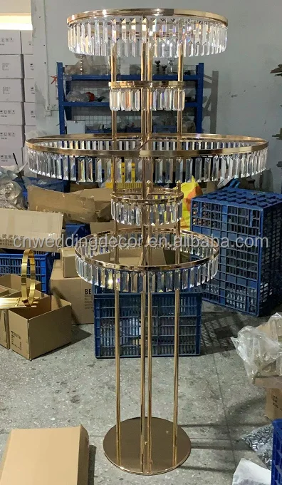 Smooth E-115 durable Wedding crystal Bead Table Flowers stand Geometric Flower Stand Column Vase