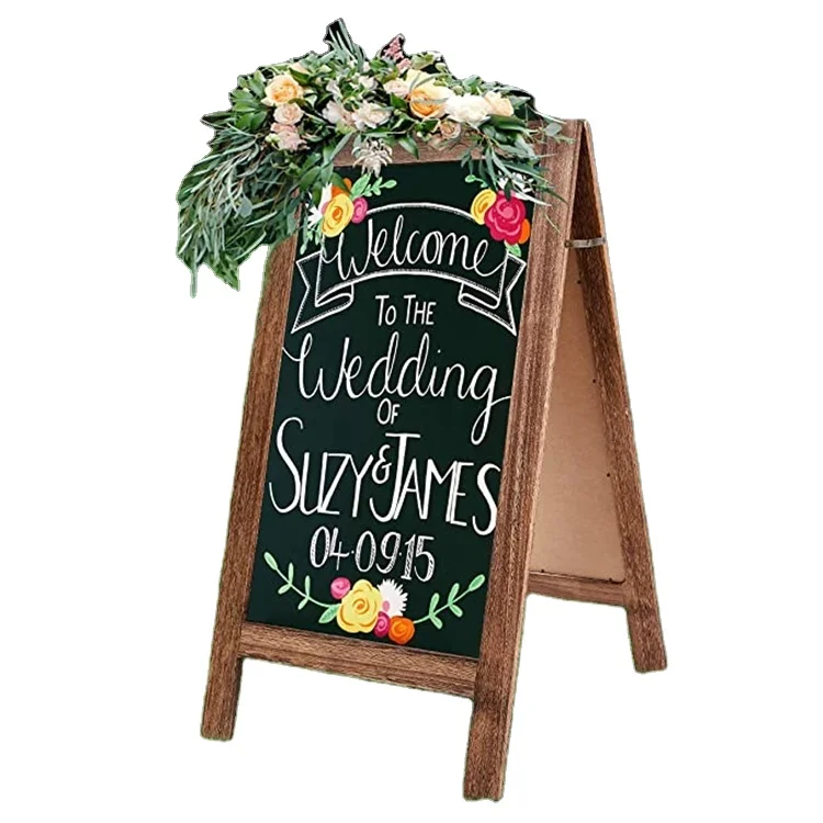 Torched Color Wholesale Price Antique A-Frame Wood Color Small Size Sign Tabletop Chalk Board