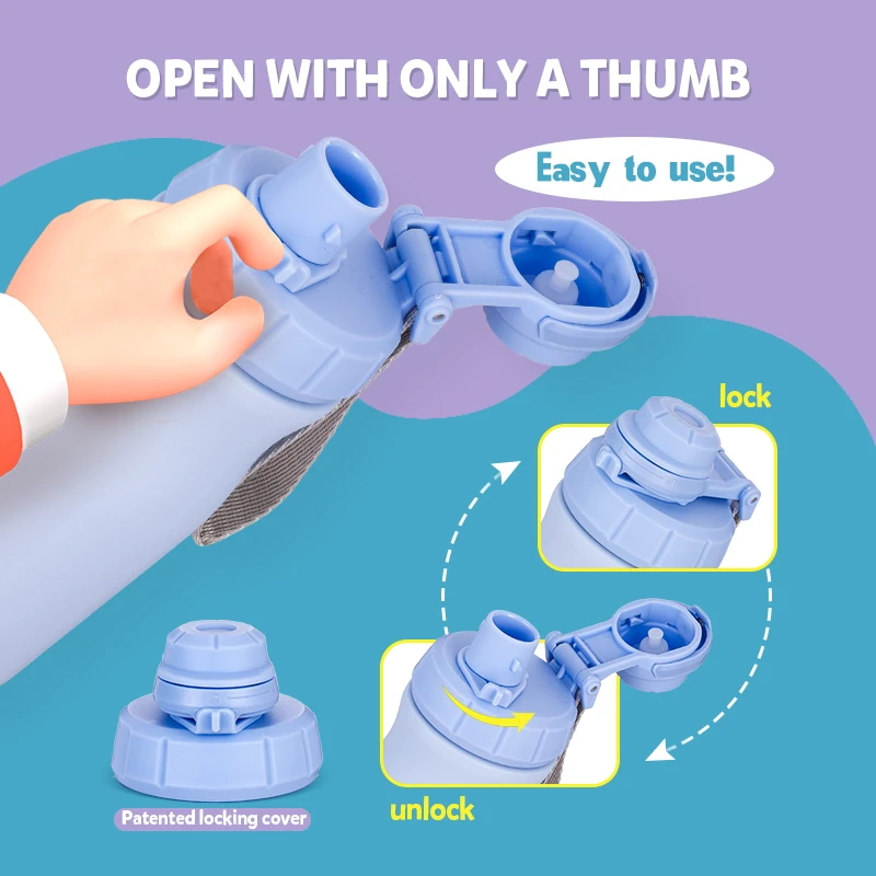 Hot Selling 14 oz Shatterproof Unbreakable 304 Stainless Steel Kids Water Bottle for Kids Easy to Use Customization with Lid