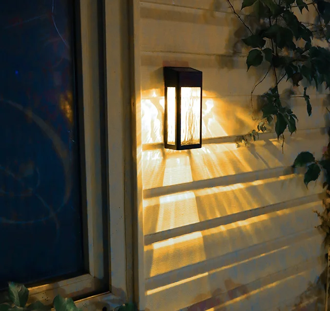 Crystal Glasses Outdoor Wireless Wall Mounted Solar Powered Garden Wall Lamp IPX4 Led Solar Light Outdoors Wall Light