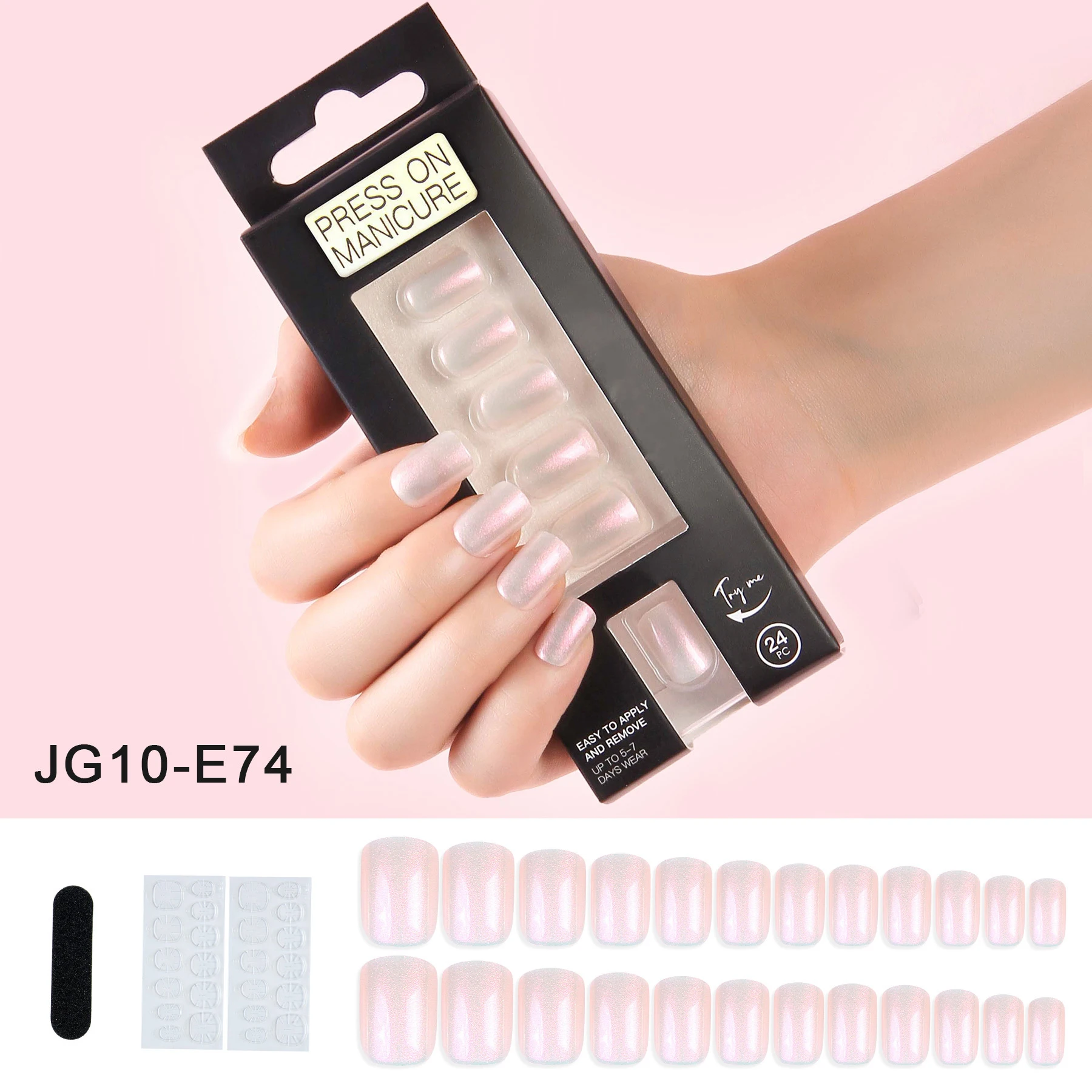 NEW hight quality 24 pieces Mirror almond nails with scales and neutral packaging false nails