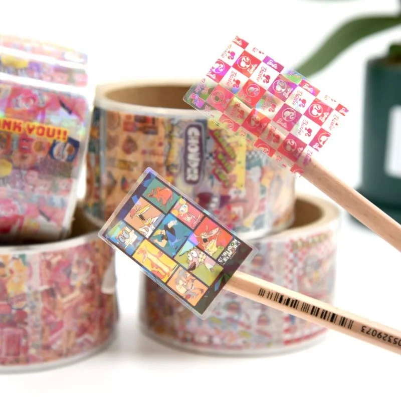 Glass Frpapert Laser Stickers Custom Holographic Adhesive Sticker Label Sticker Rolls Clear Waterproof Customized Packaging CMYK