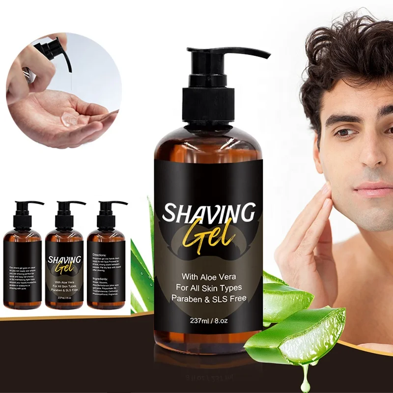 Private label 237ML organic nourishing cleaning barber Pre-Shave Beard shaving gel for wholesale export