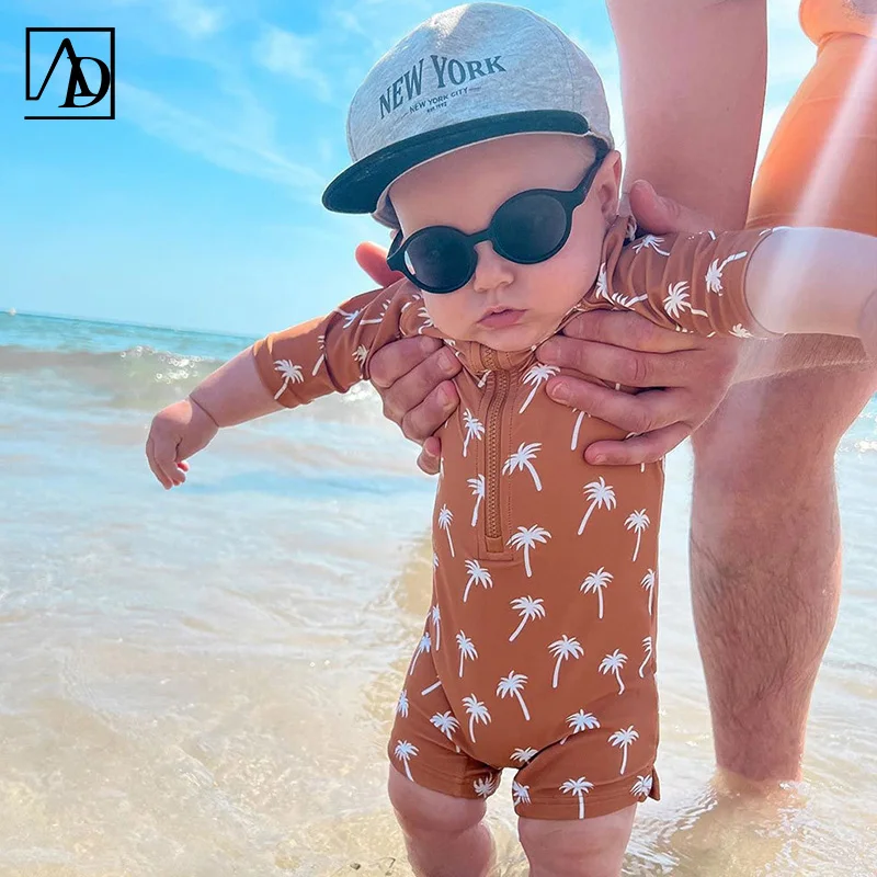 Australian custom Kids Swimwear Cute Baby Beachwear Little Girls and Boys Swimsuits Custom Nylon Fabric Baby one-piece Swimwear