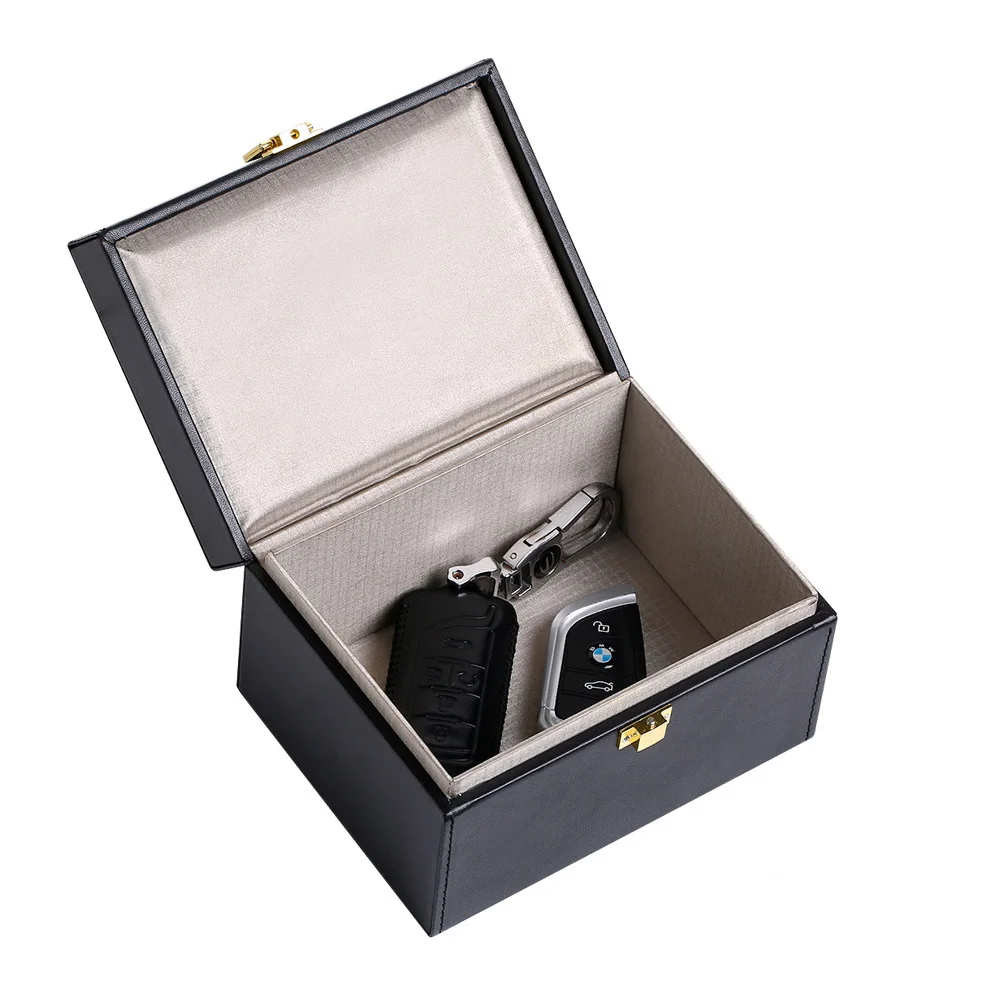 Signal blocking key fob faraday cage leather box RFID  box for car keys