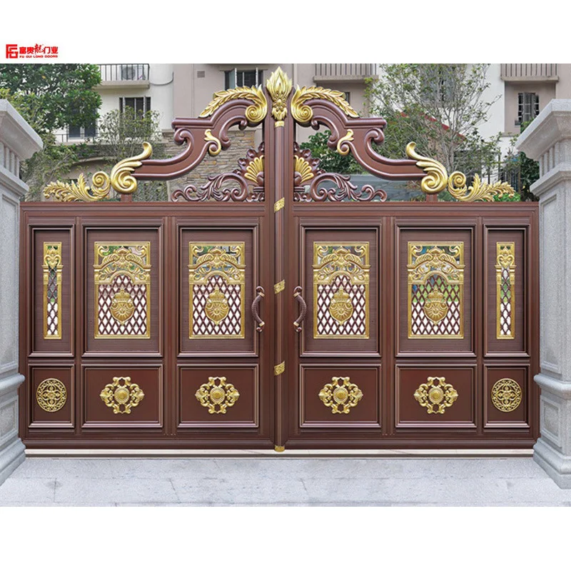 Factory customization villa garden automatic swing driveway gate cast aluminum courtyard gate villa entrance gates