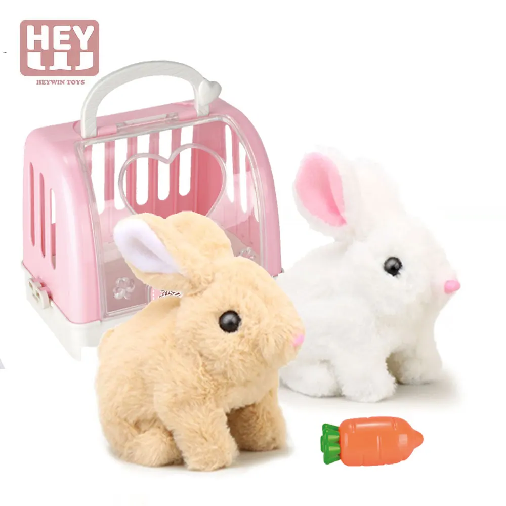 HEYWIN Electronic Toys for Kids,  Plush Bunny Pet Walking, Barking, Shake Tail, Realistic Stuffed rabbit for girl gift (933-16E)