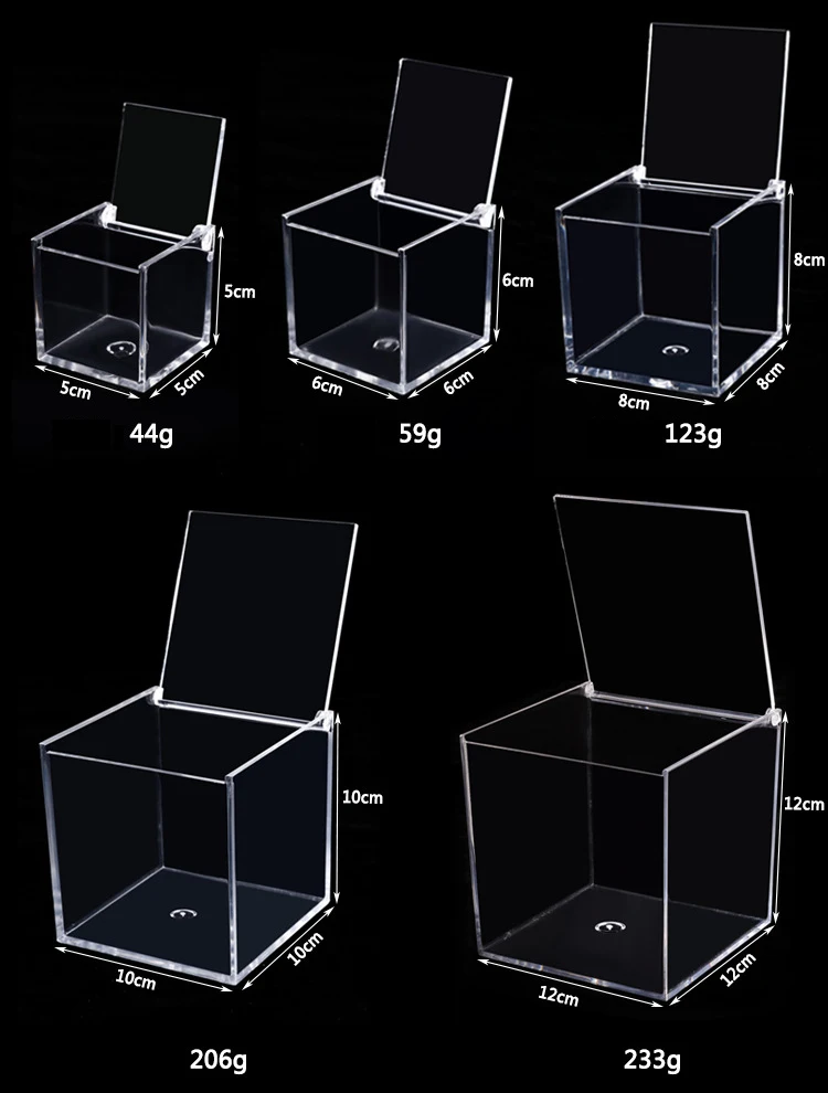 Factory Made Customized size Clear Transparent Acrylic PS Gift Storage Box with Hinged Lid For Gift Candy Flower Model