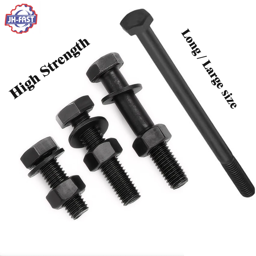 Fasteners imperial din933 hex bolts grade 4.8 5 8 8.8 10.9 12.9 Carbon steel high strength black galvanized m12 hex bolt and nut