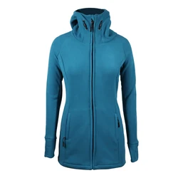 Ladies winter warm windbreaker outdoor casual coat zip up custom hooded fleece jacket for women