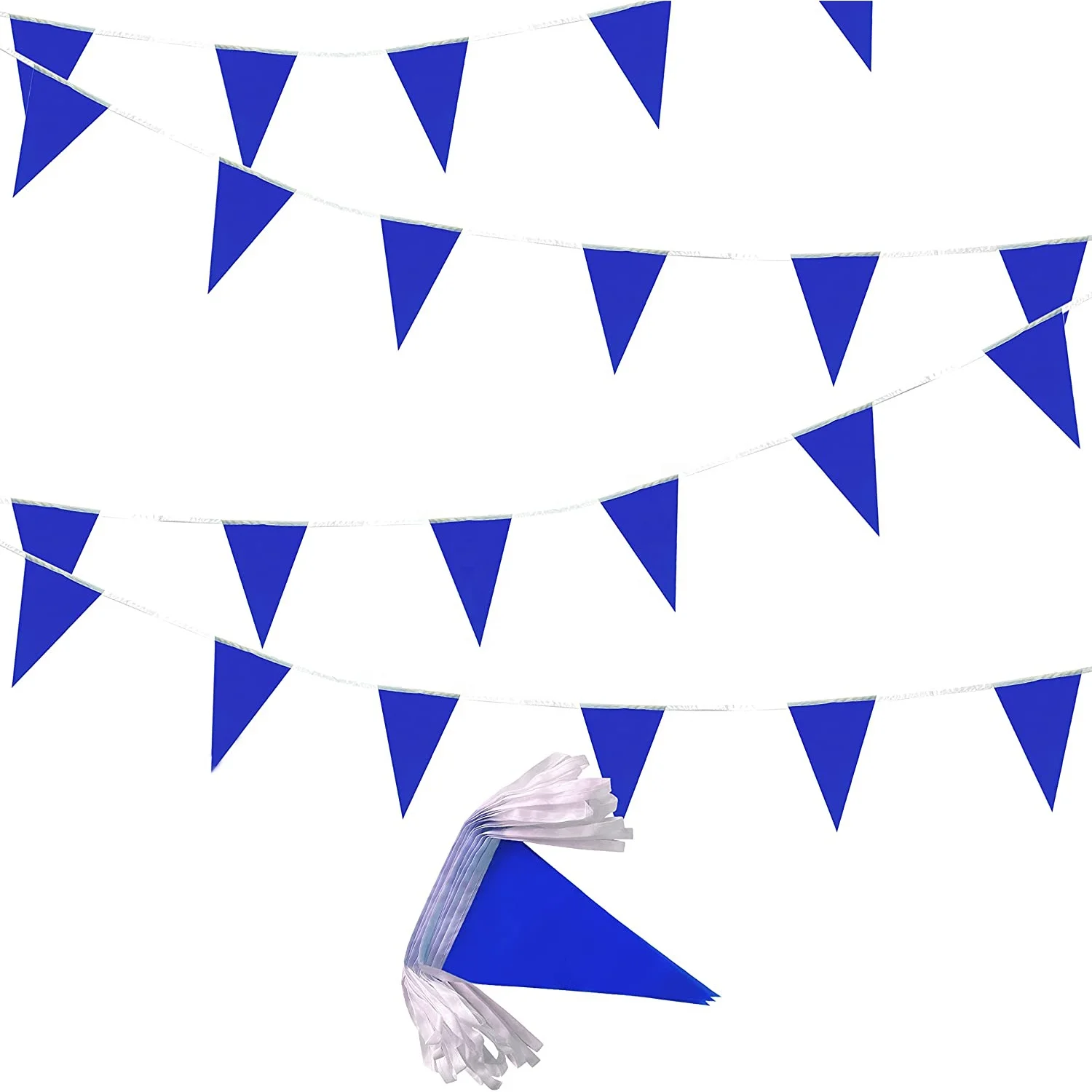 HAWIN 100 Feet Blue PE Pennant Banners,Party Decorations for Grand Opening,Kids Birthday,Carnival flags