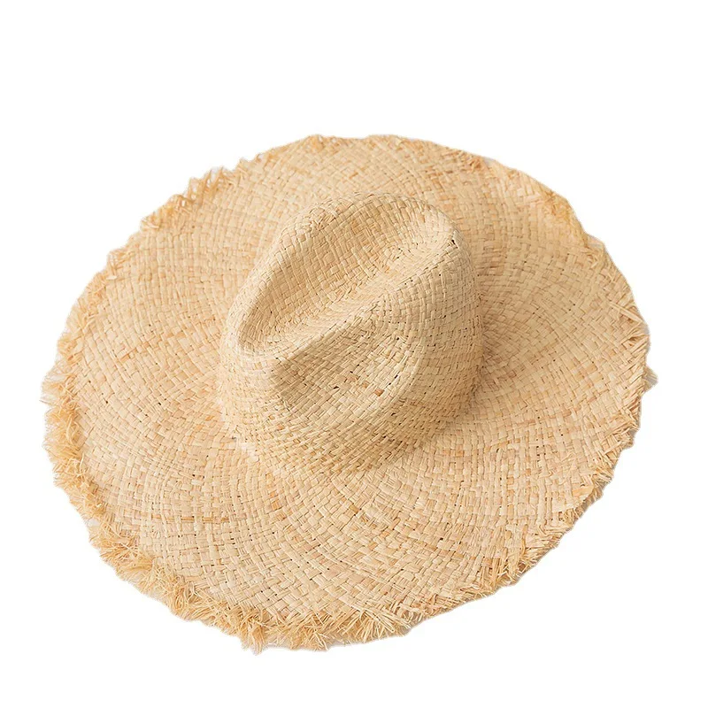 China Sale Summer Ground Furred Wheat Straw Hat Outdoor Sunshade Travel Beach Straw Hat