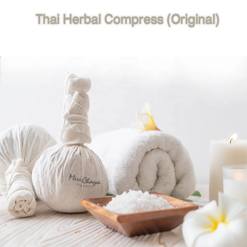 
MISS CHAYA Hot Compress Herbal Ball Thai Herb Zingiber Turmeric Bergamot White Color Spa Equipment Original Luxury for Spa TH;22 