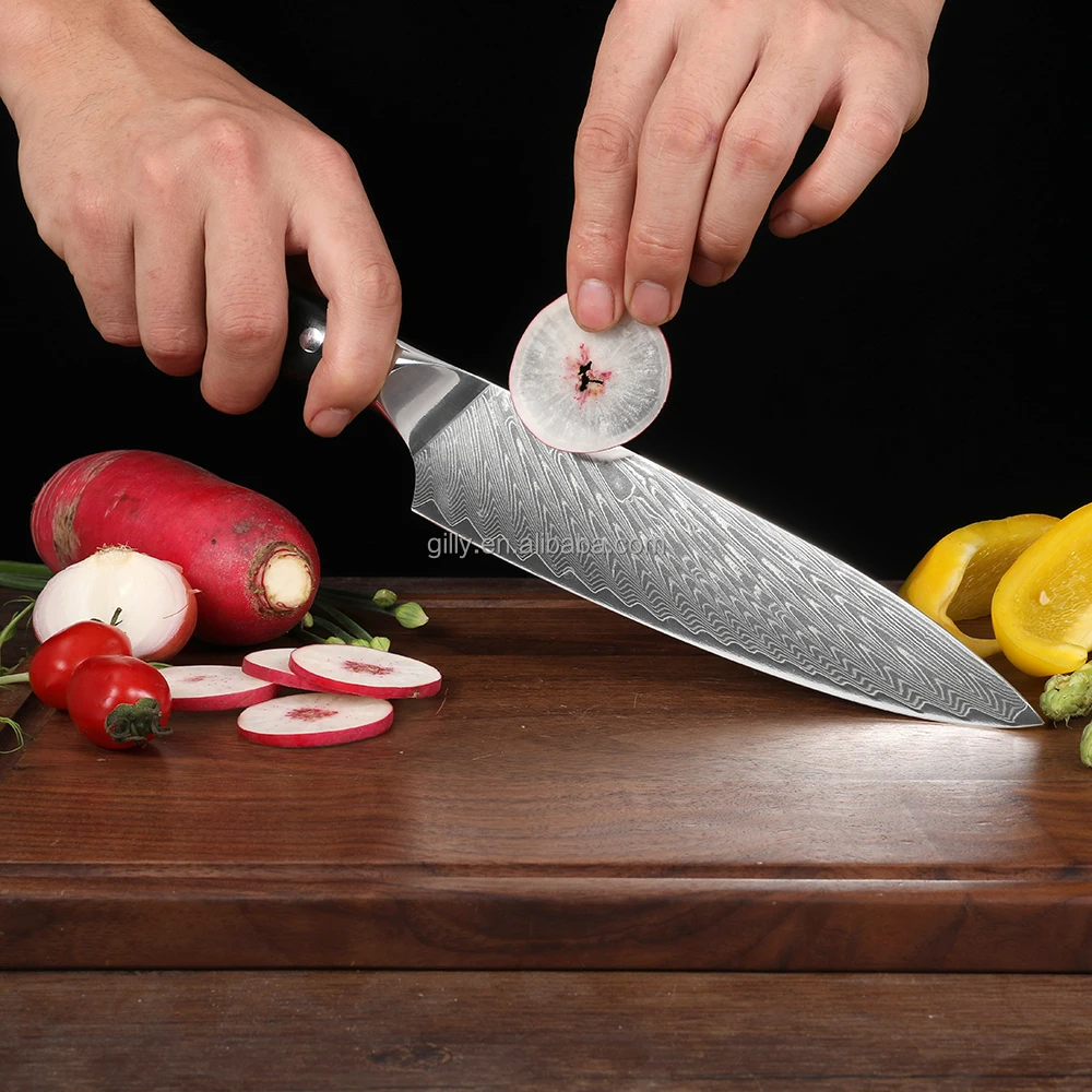 wholesale new designed kitchen damascus japanese chef knife with vg10 forged handle 2021 damascus steel cutlery gift set