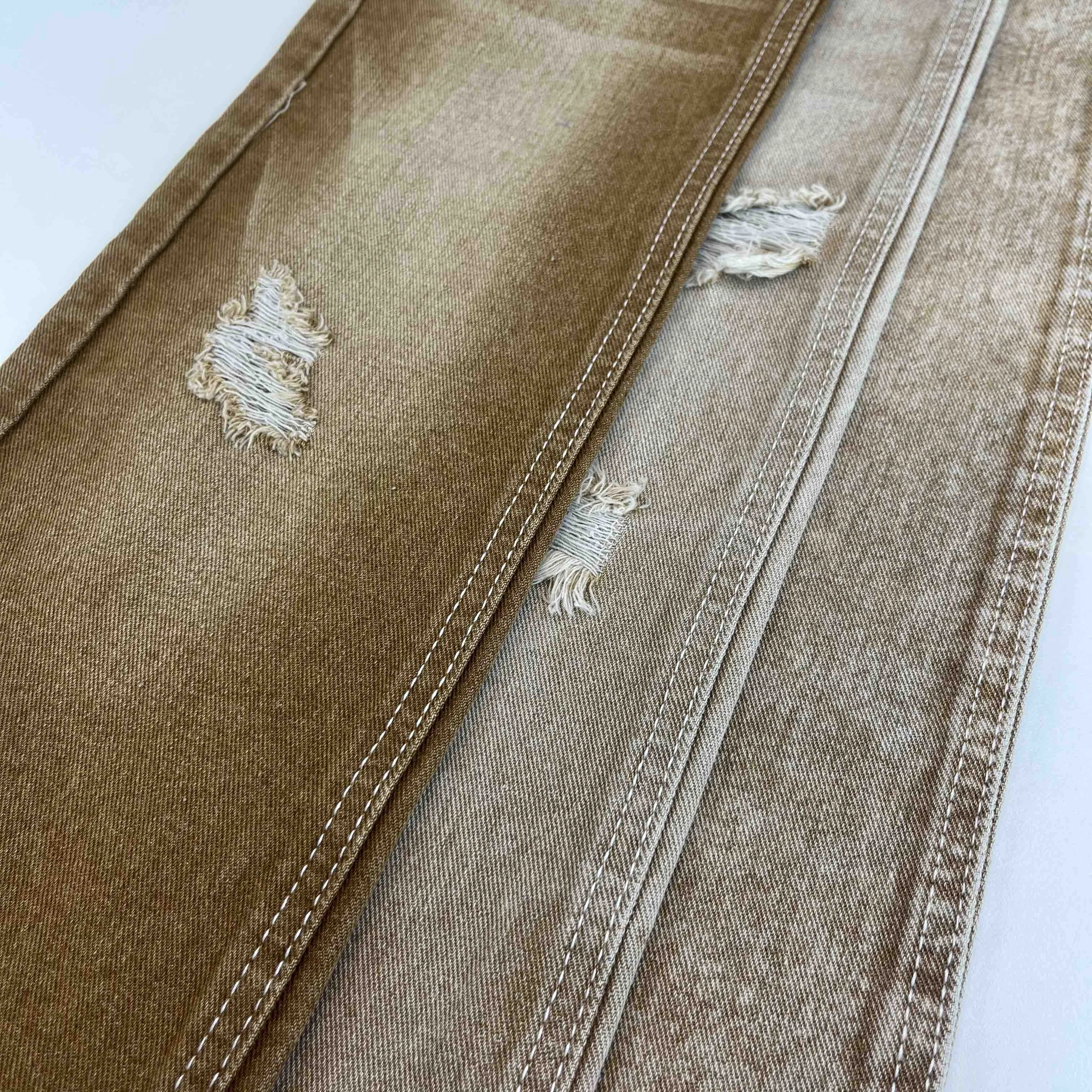 Khaki Coloured Denim Fabric 100%Cotton Color Options For Jeans Men With Recycle Denim Material Fabric