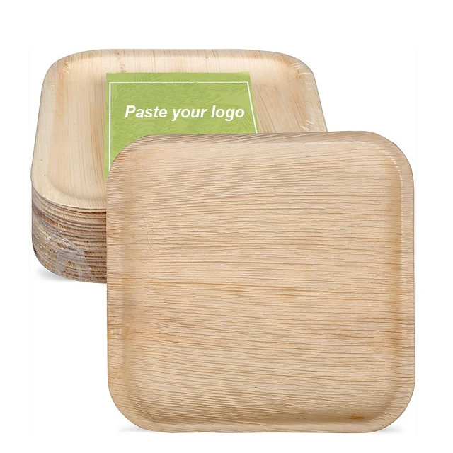 High Quality Disposable Ecological Biodegradable 10 Inch Square Shape Tableware Palm Leaves Plates