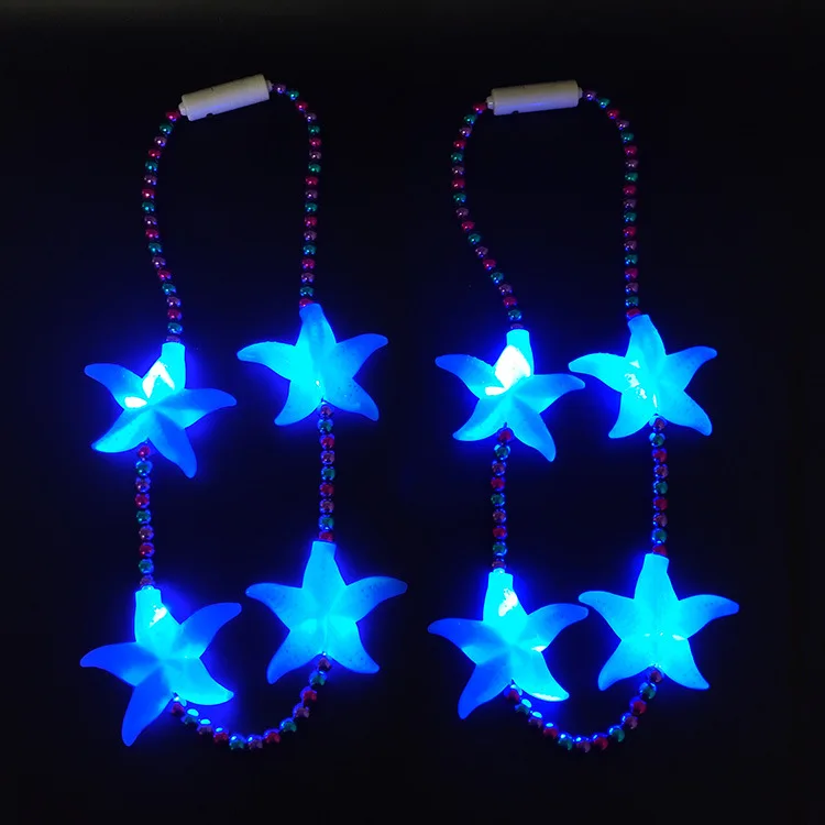 Fashion Led Light Up Necklaces Party Starfish Necklace Festivals Decorations Flashing Led Beads Necklace