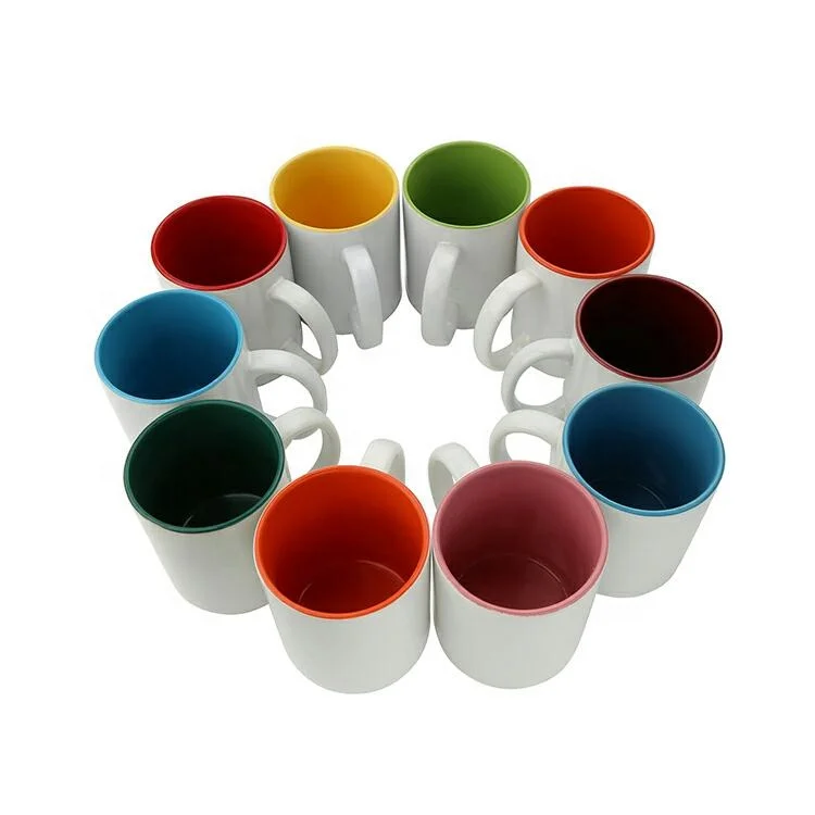 Cheap marketing QUAFF 11OZ Sublimation Ceramic Cup Coated Inner Color Mug