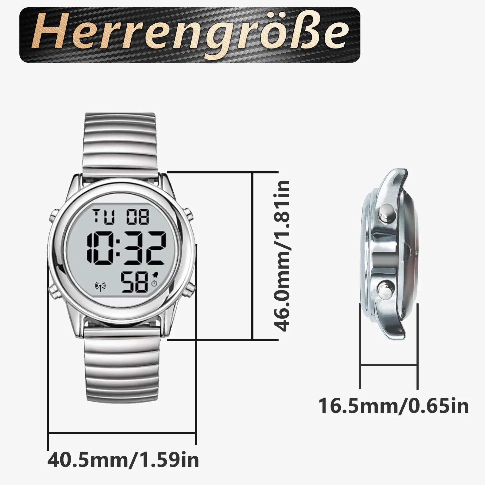 Us UK De Fr Japan Atomic Talking Watch LCD Big Number Talking Watch for The Blind or Elderly