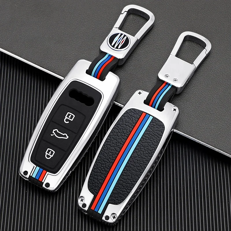 Zinc Alloy Silicone Car Key Case Fob Cover Smart Key Shell Holder Fit for Audi A6L A6 A7 A8 A4 C8 Q8 Q5 D5 E-tron