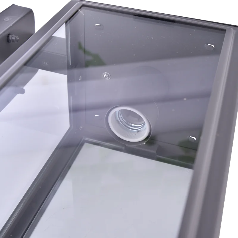 modern black stainless steel square single box clear glass shade outdoor wall lantern light sconce