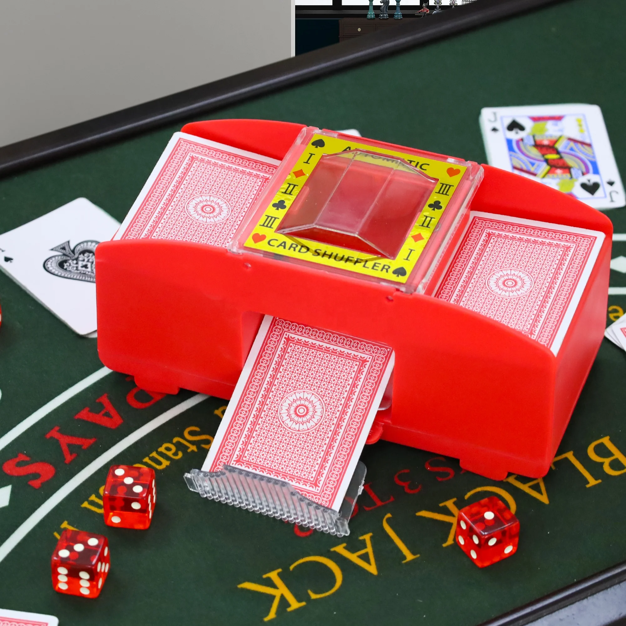 EASTOMMY ET-103601 Black Red Card Shufflers Chips Game Machine Card Holders