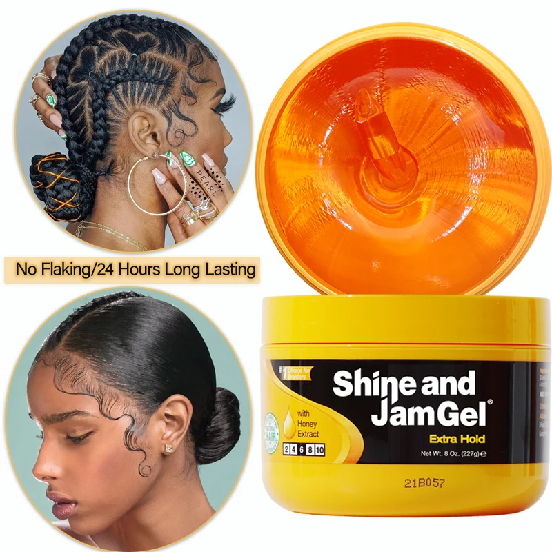 Oem Factory Supply Conditioning Gel 8oz Shine And Jam Hair Wax Gel Strong Hold Braid Edge Control Gel Hair Styling Wax