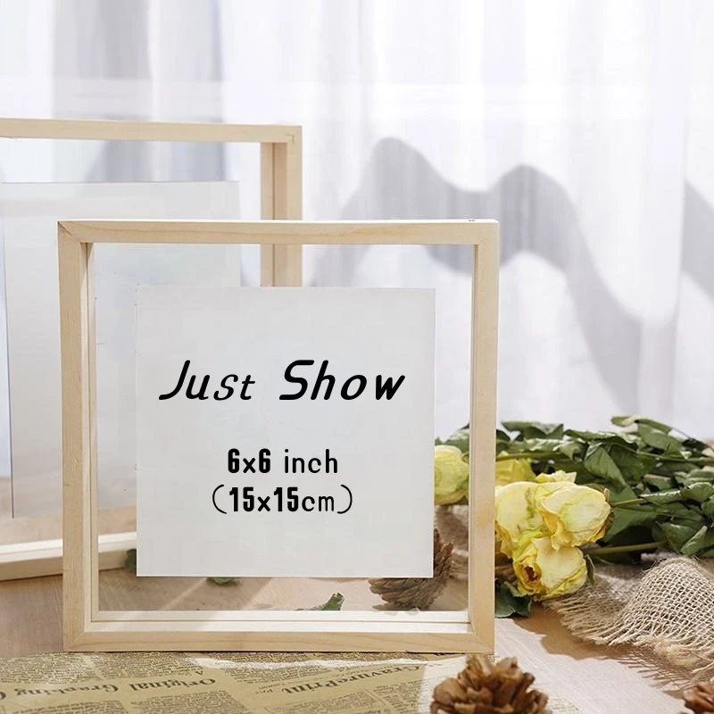 Оптовая продажа заводская цена прозрачное двухстороннее стекло MDF деревянная фоторамка из массива дерева плавающая фоторамка с настоящим стеклом