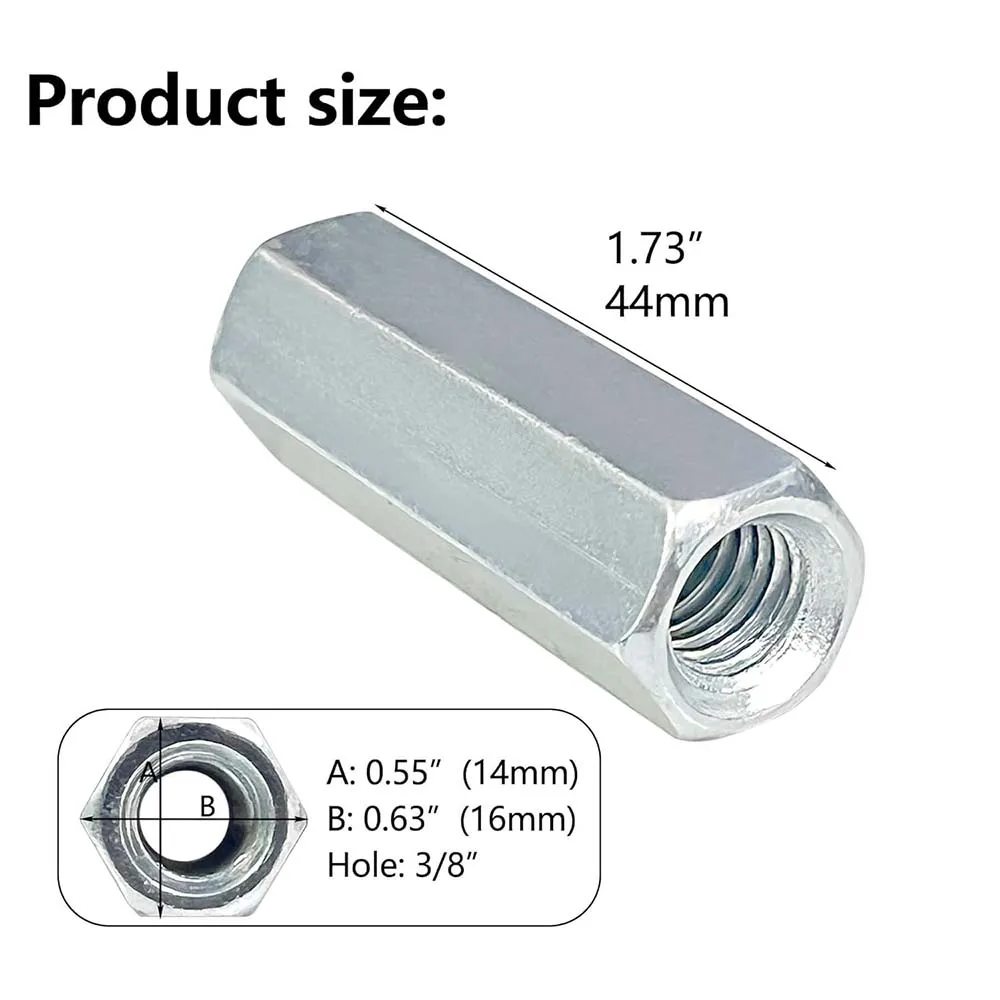 Hot selling Long hexagon nut M6 M8 M10 M12 M16 304 stainless steel hex coupling nut internal thread Extension nut