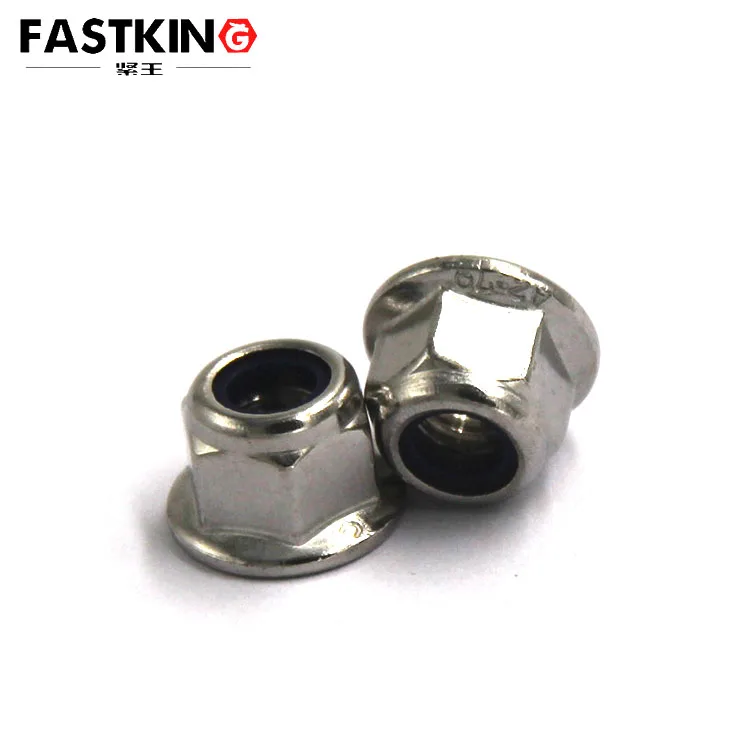 304 ANSI long flange nylock nut stainless steel hex nylon nut 1/4
