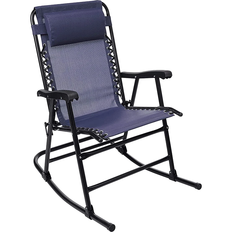 Outdoor Textilene Zero Gravity Folding Lounge Rocker Chair with Pillow
