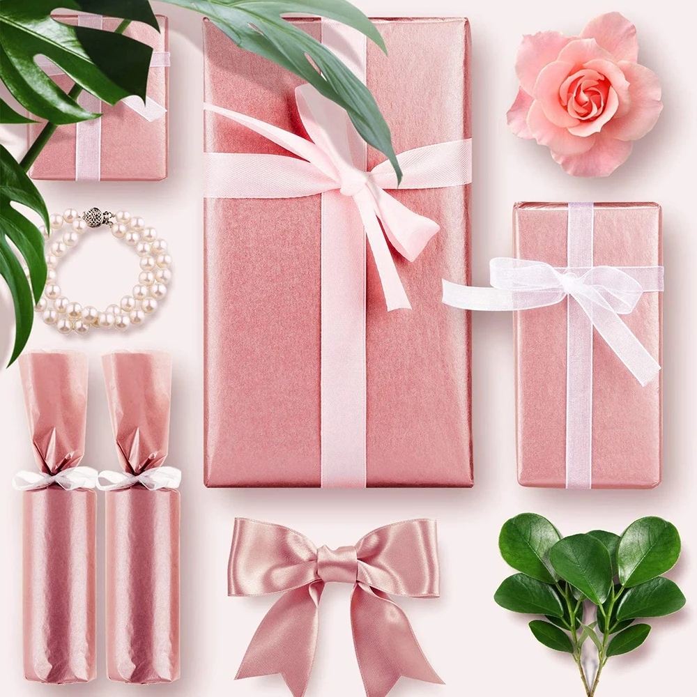 free sample custom rose gold color printed wrapping gift tissue paper for packing gift, flower, wine