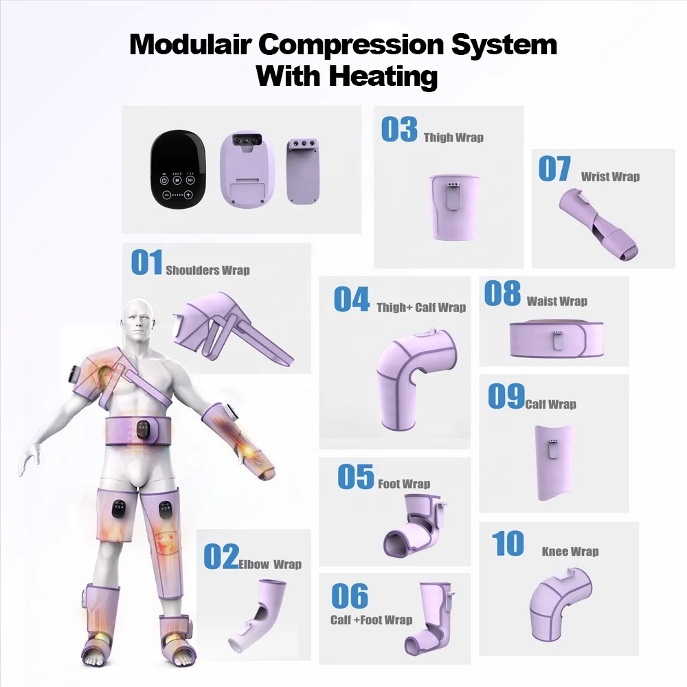 YICOLY Oem&Odm Free Combination Knees Hands Air Pressure Leg Massage With Heat Air Compression Foot Massager Leg Massager