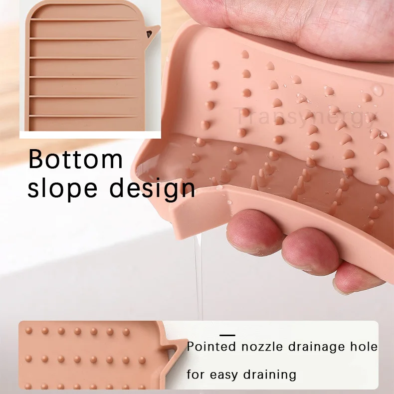 Mini Silicone Soap Dish Non Slip Bathroom Drain Soaps Tray Easy to Drain Soap Holder