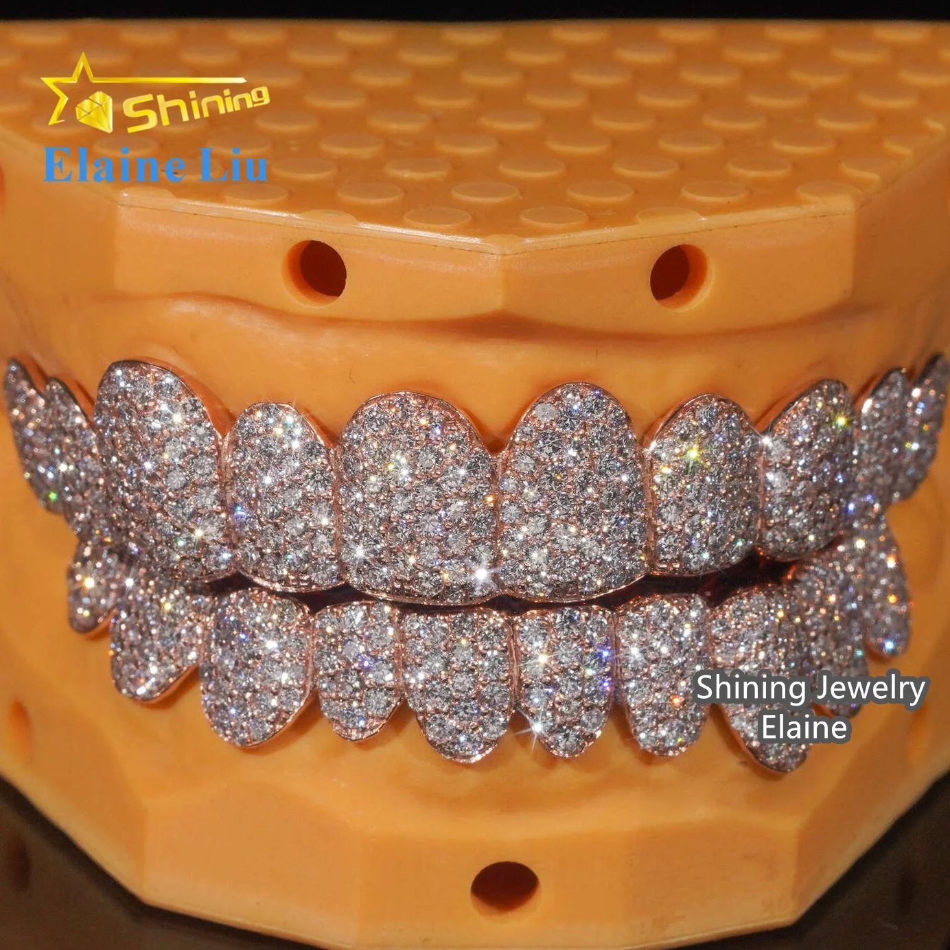 Custom silver 10k 14k 18k real gold grillz lab grown diamond HPHT vvs moissanite natural diamond hip hop iced out grillz