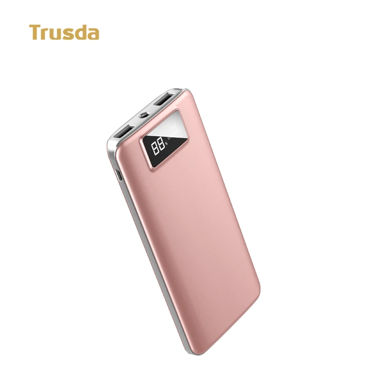 
Trusda K2 portable charger 10000mah power bank mini slim with LED display for android and iPhone mobiles charging 