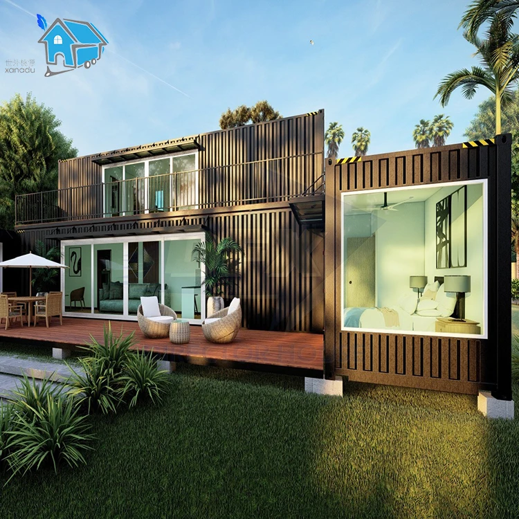 Luxury modern design prefabricated container house with 2 stories 2 bedroom 40ft low cost high quality steel structure