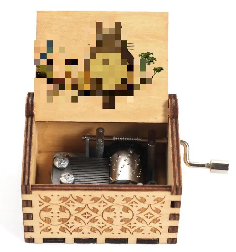2024 New Arrival Mini Japanese Anime Hand Cranked Colorful Wooden Music Box For Kid Christmas Gift