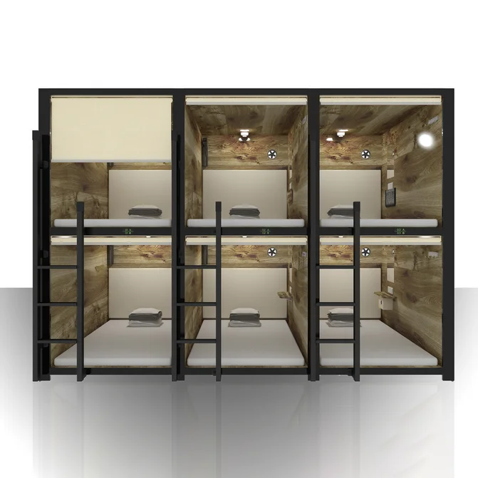 Stackable 2 Tier Bunk Bed Modern Metal ISO9000 & ISO14001 Hostel Capsule Bed Sleeping Pod Bunk Beds