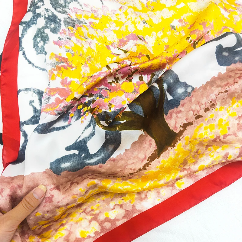 Scarves Mens and Womens Fashion Foulard Custom Printed Square Satin Headscarf